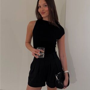 St. Agni Asymmetric Knit Top - Black